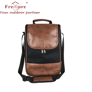 Hohe Qualität Isolierte Umweltfreundliche wein Kühler Tasche/förderung PU leder wein tote träger flasche thermische tasche - Product Image 2