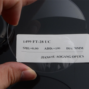 Lentes ópticas bifocales para personas mayores, lentes de cristal ópticas de parte superior plana redonda, cr39, venta al por mayor, 1.499