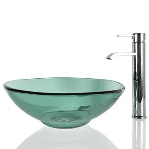 Lavabo en verre pour lavage des mains, 1 pièce, lavabo de salle de bains, shampoing rond, facile à nettoyer, minimaliste