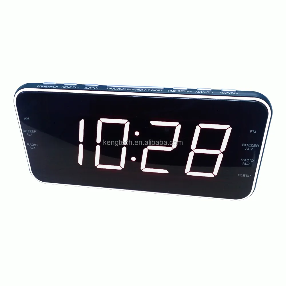 CT-3899 Super Slim Design 1.8" Red LED AM FM PLL 20 Preset Radio Stations With USB Charger Dual Alarm Clock Radio