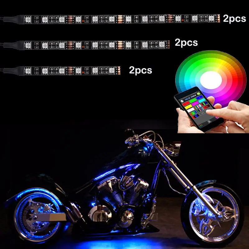 10pcs 5050 smd LED 오토바이 라이트 키트 방수 멀티 컬러 악센트 글로우 네온 스트립 오토바이 자동차