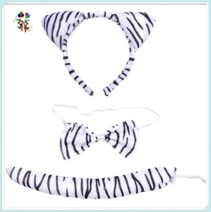 Zebra anak-anak pesta Halloween kostum gaun mewah ikat kepala hewan dengan dasi kupu-kupu dan HPC-2153 ekor