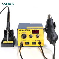 Station de travail de réparation YIHUA 902D 902A 2-en-1 avec écran, fer à souder, pistolet à air chaud et station de dessoudage