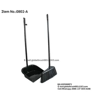 HQ0802-A cheap Chile market black color plastic dustpan and broom