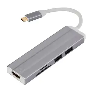 hdmi untuk usb reader Suppliers-Baru 6 In 1 USB HUB Adaptor Tipe-C Usb C untuk 4K HDMI USB 3.0 SD/TF Card Reader