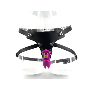 FAAK10cm Viola di Plastica gabbia del pene per il maschio degli uomini molli del dispositivo di castità portachiavi maschio gabbia di castità cintura negozio del sesso cintura di castità