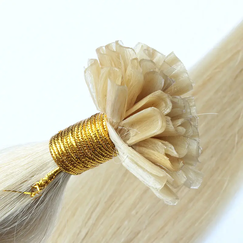Brazilian Human Hair Extensions Blonde Color Prebonded Nail Tip Original Brazilian Human Hair
