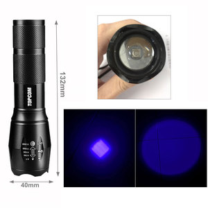 Lampu Senter Genggam Cahaya Hitam Dapat Diperbesar Baterai 18650 atau 3 Baterai AAA <span class=keywords><strong>365nm</strong></span> 395nm Senter <span class=keywords><strong>LED</strong></span> <span class=keywords><strong>UV</strong></span>