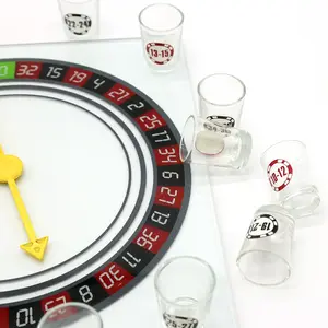 12pcs shot glass& glass board with spinner Roulette Drinking Shot game set