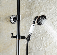 Ensemble de colonne de douche en laiton antique avec support de pomme de douche noir