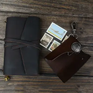 Caderno de couro verdadeiro personalizado, logotipo de bolso, caderno com suporte para caneta, banda espiral, jornal, fabricação