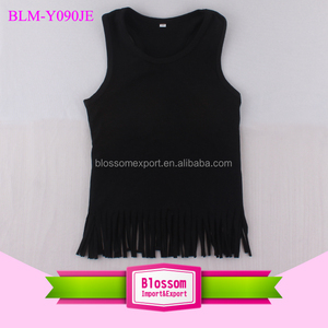 Solido Bianco Tinta Unita In Bianco Canotta Bambino Ragazze Frangia Nappa Assetto <span class=keywords><strong>T</strong></span> <span class=keywords><strong>Shirt</strong></span> Scoop Neck Bambini Fringe Hem Camicie - Product Image 2