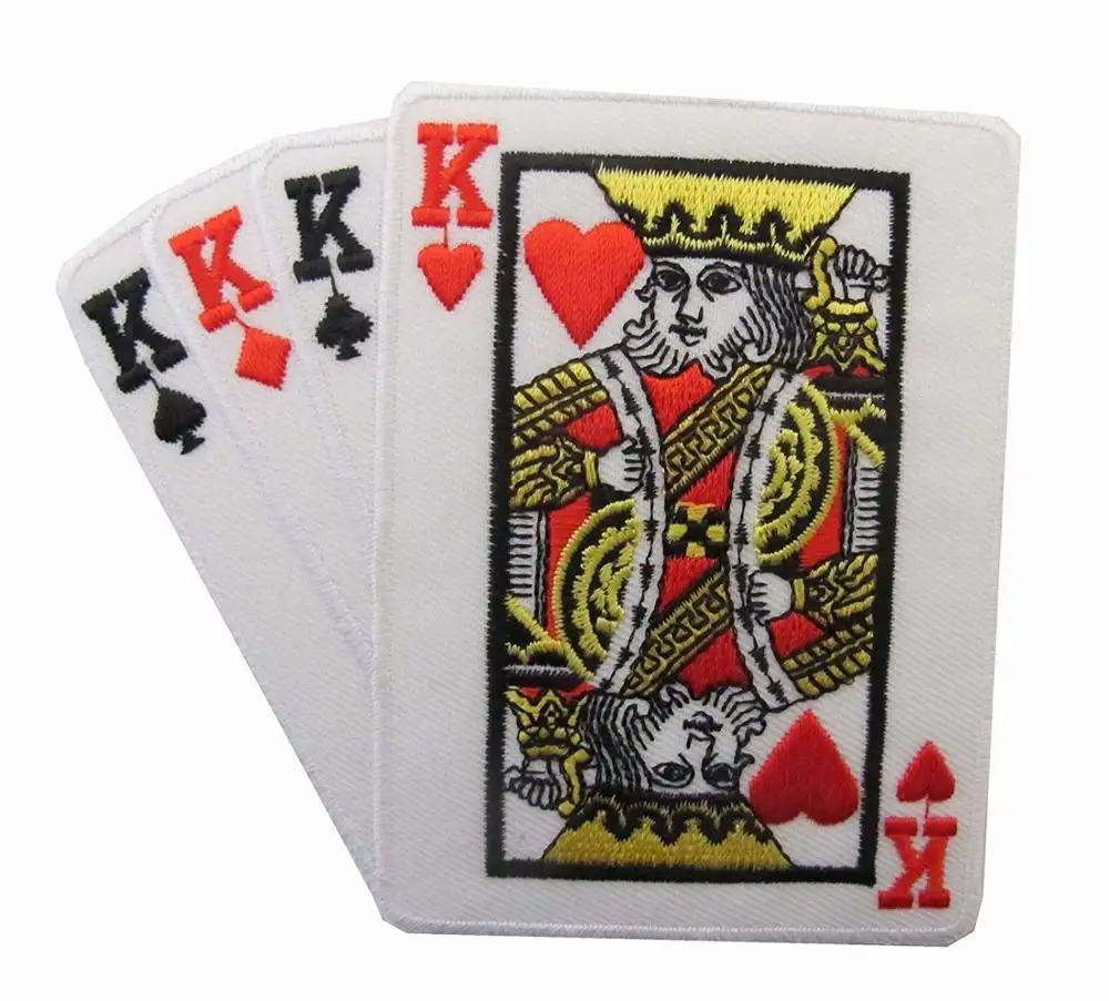 Poker Card Hand 4 King Embroidery Iron On Applique Patch