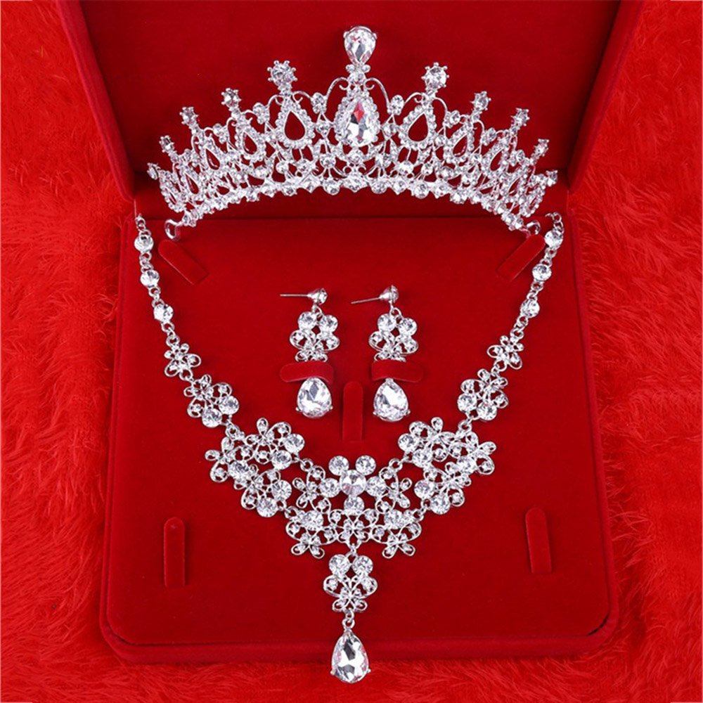 Высокого качества с украшением в виде кристаллов алмаза корона ожерелье серьги украшения для волос с бриллиантами для свадебной невесты дизайн со стразами и жемчугом корона ювелирные изделия