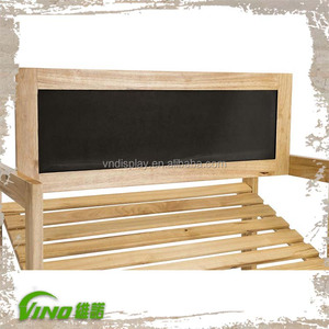 Support en bois de pin vintage avec tableau noir comme étiquette de prix pour plancher en bois présentoir présentoir à vendre support avec tête en bois - Product Image 4