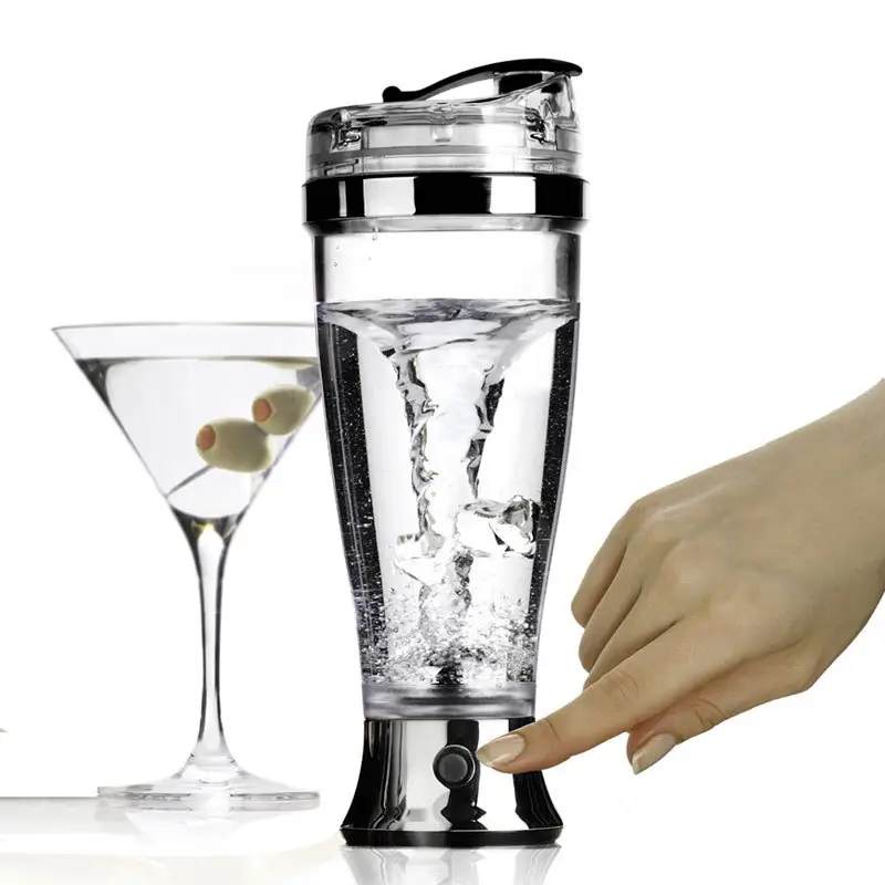 Plastik-Getrink-Electric-Shaker-Flasche neue Erfindung 2024 USB wiederaufladbare Vertox-Sport-Wasserflaschen Fitnessstudio mit Deckel Zubehör