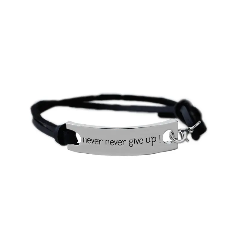 Handgemaakte Touw Armband Mannen En Vrouwen Gift Inspirational "Never Give Up" Slogan Armband