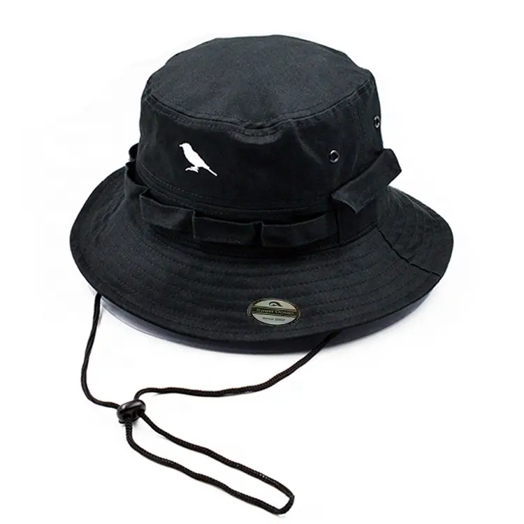 Sombrero de pescador de algodón de diseñador con sombrero de pescador de lona de bolsillo con cuerda Unisex sombrero de playa de poliéster al aire libre de moda