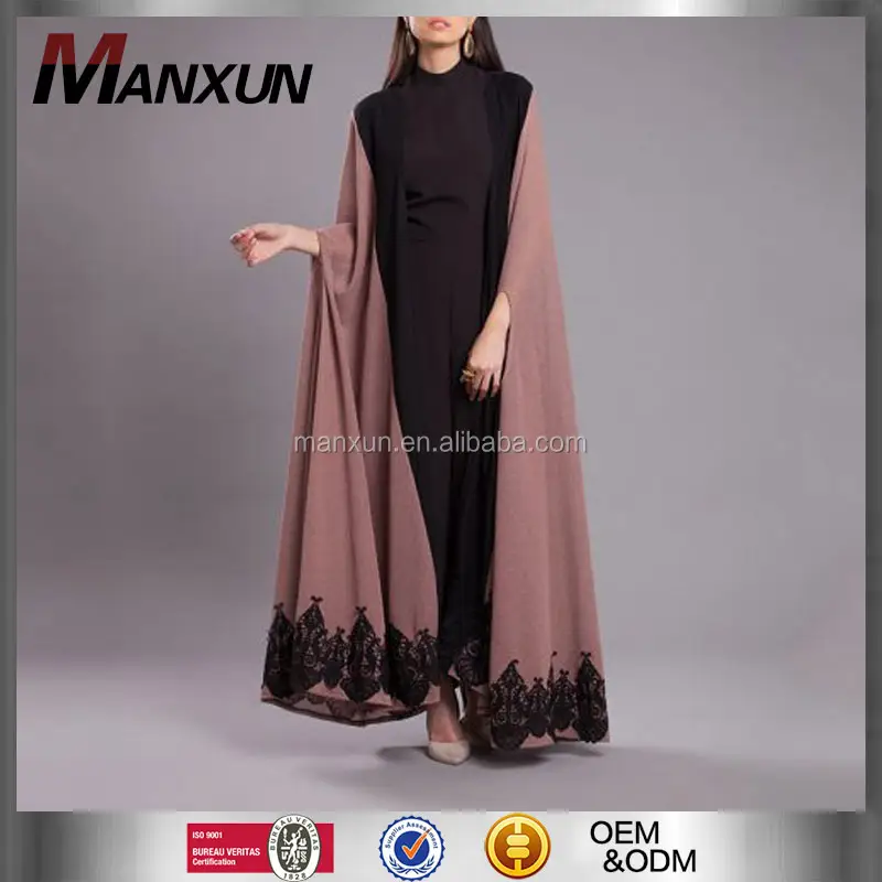 Kimono Wanita Desain Muslim Terbaru Bahan Jaring Jubah Renda Pakaian Maxi Panjang Renda untuk Wanita Kardigan Jubah Panjang