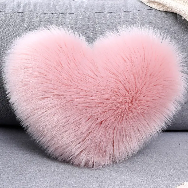 Heart shaped faux fur pillow faux fur cushion fur pillows