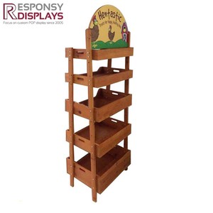 Présentoir de plancher en bois foncé avec quatre niveaux spacieux <span class=keywords><strong>pour</strong></span> l'affichage de pain et de nourriture de capacité élevée dans les boulangeries - Product Image 6