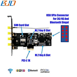 <span class=keywords><strong>PCI</strong></span> Express <span class=keywords><strong>PCI</strong></span>-E 1X vers NGFF M.2 clé B A + E carte adaptateur sans fil 1 emplacement SIM 4 antennes pour modem <span class=keywords><strong>GSM</strong></span> 4G LTE/Module Wifi BT
