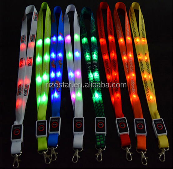 Индивидуальный чемпион, модный мигающий нейлоновый цветной светодиодный шейный ремешок, лента с сублимационной печатью, светодиодный шнурок