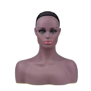 Rẻ Hơn Chuyên Nghiệp Salon Tóc Giả Hiển Thị Đứng Đào Tạo Tóc Giả Mannequin Head Với Wig Phụ Nữ PVC