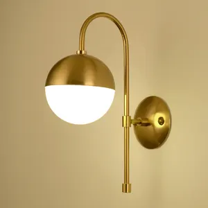 Wholesale indoor bronze bedside living room decorative white ball wall lamp gold led nordic modern luxury wall lamp