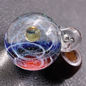 Boule d'étoile en verre dichroïque faite à la main pour la fabrication de bijoux pour enfants boule de Zircon <span class=keywords><strong>ambre</strong></span> avec <span class=keywords><strong>pendentif</strong></span> univers à breloques spatiales - Product Image 1