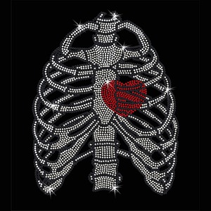 Bling Ribbenkast Hart Ontwerp Crystal Transfer Iron On Hotfix Gem Crystal T-shirt Motif Rhinestone Transfer Voor T-shirts