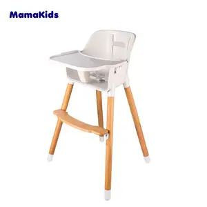 2020 New Wooden And Plastic Material Baby High Safety Dining Special Design infant Portable High Chair For Kids With Cushion