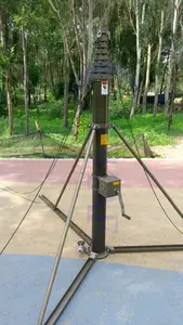 Menara Telekomunikasi Tiang Antena Tv Tiang Tangan Winch Aluminium Teleskopik Tiang Antena dengan Kabel Pria