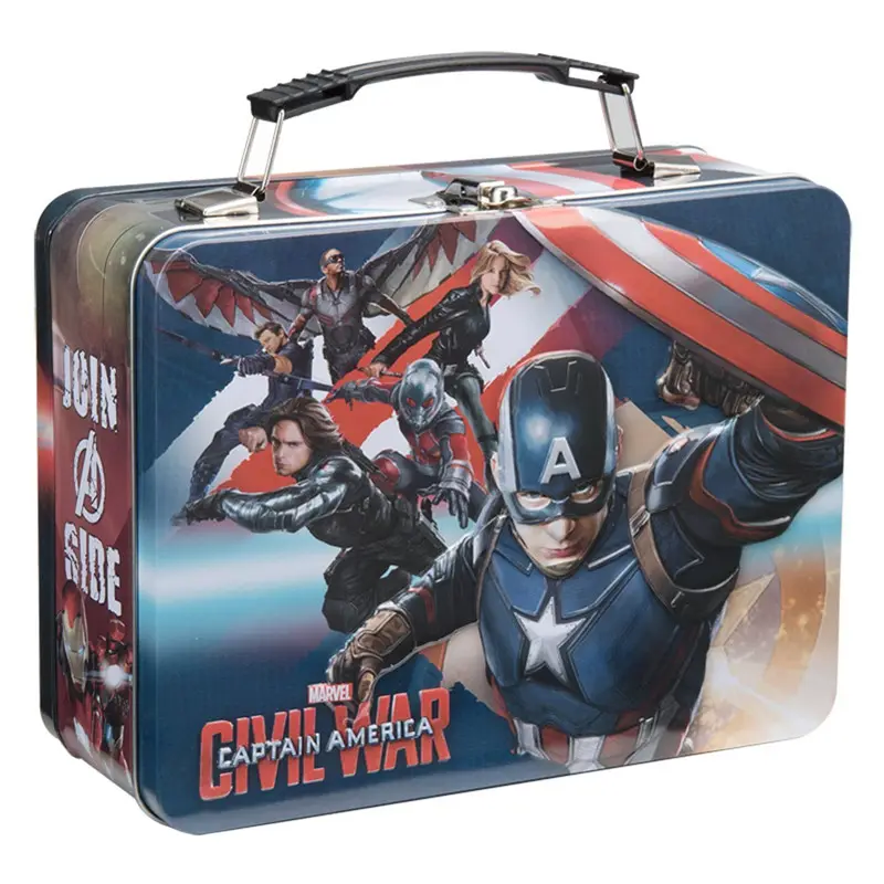 Popular Cartoon Tin Lunch Box Toy Storage Case with Handle Bento lunch box