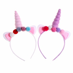 Mignon Boules de Poils Licorne Corne <span class=keywords><strong>Bandeau</strong></span> <span class=keywords><strong>Lapin</strong></span> <span class=keywords><strong>Oreille</strong></span> <span class=keywords><strong>Bandeau</strong></span> Bébé Princesse Festival Cheveux Accessoires - Product Image 3