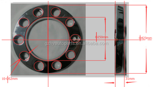 Centre de roue chromé pour camion lourd, 10 trous, couvercle de roue, bus, personnalisé, en fer, 225 pièces, vente en gros, PCD335 - Product Image 5