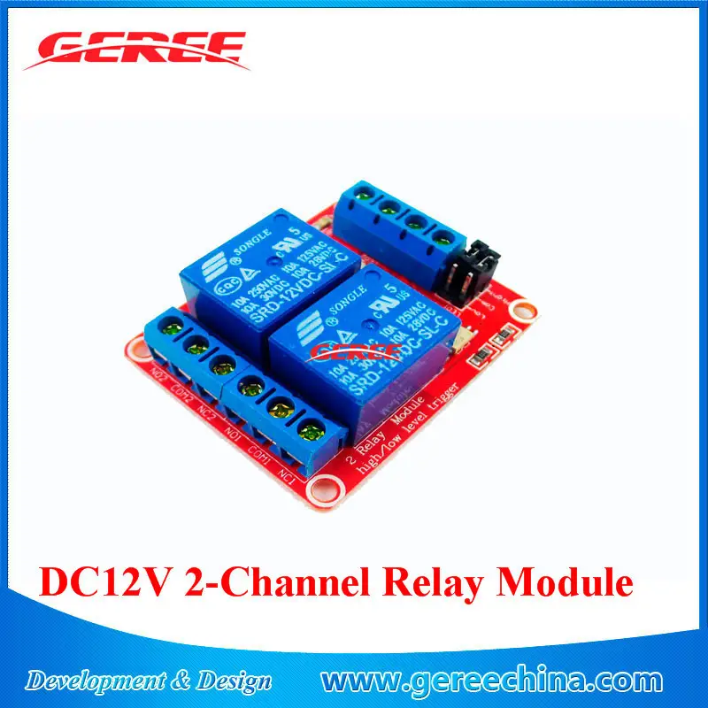 2 channel dc electrical 12v Relay 10A Module with Optocoupler H/L Level Triger for Arduino
