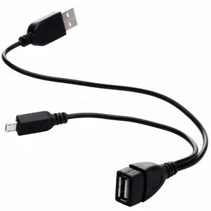 Micro USB 5 Pin Male untuk Perempuan USB HOST OTG Kabel Y Splitter Kabel Power USB