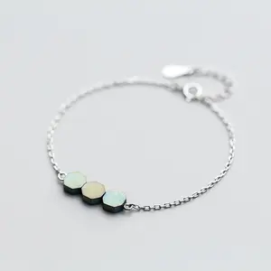 925 Sterling Silver Green Octagonal Bracelets For Women Fashion Jewelry