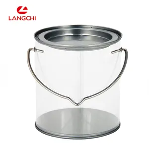 Oem Round Clear Pvc Tin Bucket For Biscuit Gift, Metal Popcorn Bucket