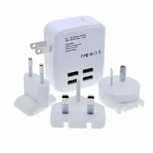 AC Detachable Electrical Euro EU Plug US/UK/AU 4 USBポートtravelACアダプタ交換プラグDC 5V3A充電器