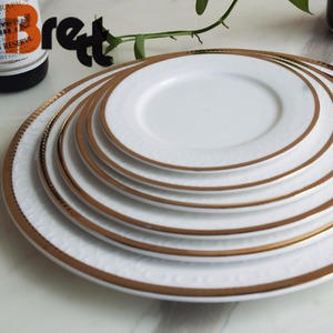 Juego de Vajilla de Porcelana Fina Brett New Bone <span class=keywords><strong>China</strong></span> para Bodas, Platos con Borde Dorado, Último Diseño - Product Image 3