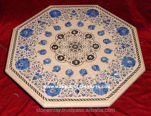 Nueva Mesa de Centro de Mármol Blanco Hecha a Mano con Incrustaciones de Forma Octagonal, Ligera y de Mejor Calidad, a Precio Económico de Mayorista - Product Image 1