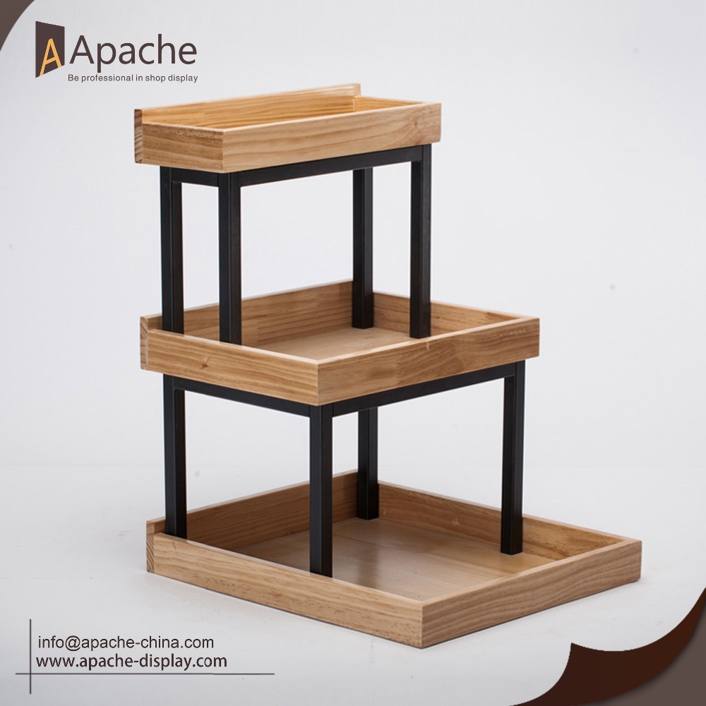 Apache Custom 3-Layer Wooden Bakery Display Cabinet Stand a Frame Tiered Tray Rack for Retail Store Wholesale Custom Logo OEMODM — view 5