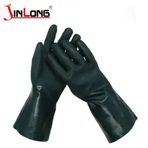 Oil Resistant Long Sleeve Gloves Smooth PVC Working Gloves With Cotton Liner