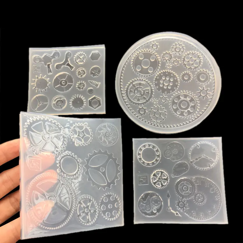エポキシ樹脂モールドキット、シリコンモールドエポキシ樹脂DIYモールドホイールギア形状3DチョコレートケーキフォンダンシリコンモールドDIY樹脂