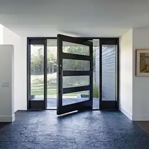 Pintu Masuk Utama Vila AS, Pintu Kayu dan Pintu Kaca Aluminium Desain Modern