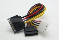 15-poliger SATA-Stecker auf 4-polige IDE-Buchse + SATA-Buchse Stromkabel