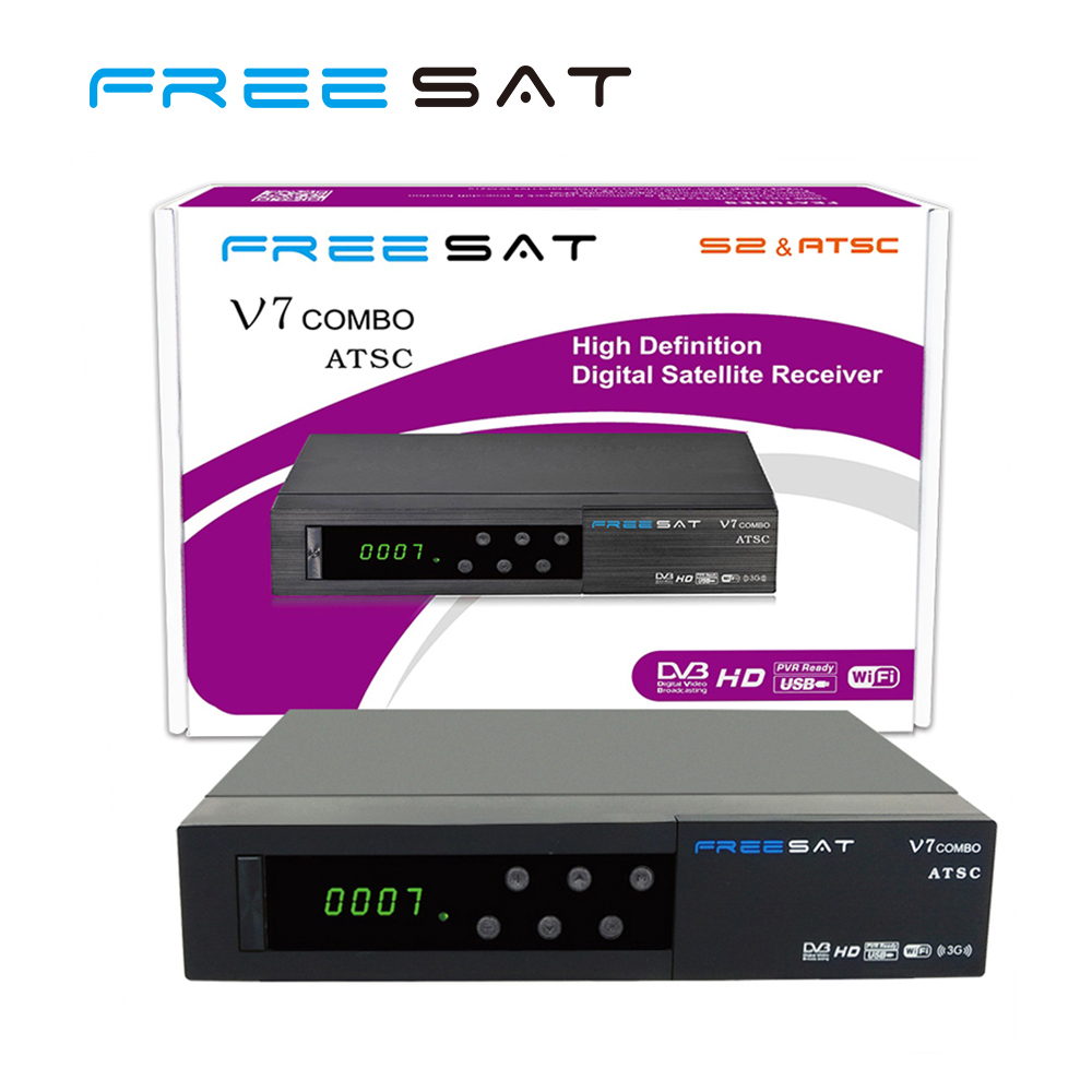 Codificación MPEG4 Freesat V7 Combo DVB-S2 y ATSC Receptor de Satélite Apoyo Cccam Noth Americana FTA
