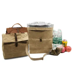 Custom Friendly Recycled <strong>Insulated</strong> Thermal Foldable Office <strong>Adult</strong> Ice <strong>Bags</strong> Oversized Food Cooler Handbag Waxed Canvas <strong>Lunch</strong> <strong>Bags</strong> - Product Image 2